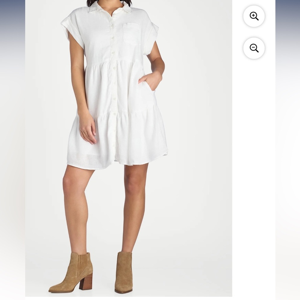 Time and Tru Women's Tiered Mini Shirt Dress, Size Large